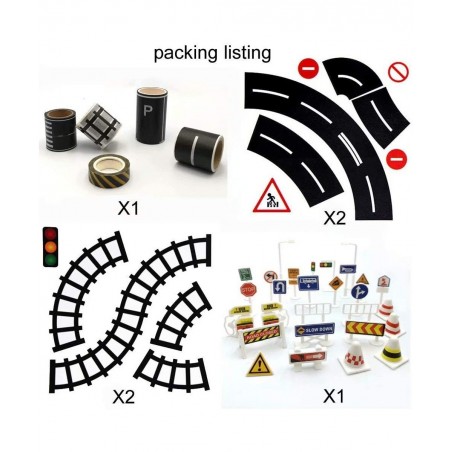 Play Road Tape for Toy Cars & Trains Black Tape 3 Rolls Road Tape 197 inch by 1.9 inch Packing Traffic Signs Tape Stick to Fl...