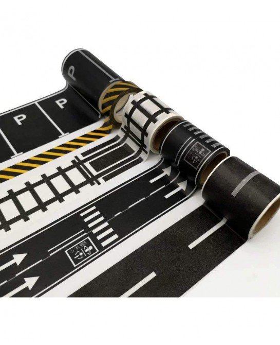 Play Road Tape for Toy Cars & Trains Black Tape 3 Rolls Road Tape 197 inch by 1.9 inch Packing Traffic Signs Tape Stick to Fl...