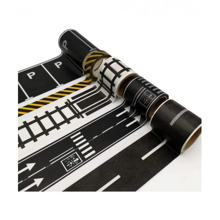 Play Road Tape for Toy Cars & Trains Black Tape 3 Rolls Road Tape 197 inch by 1.9 inch Packing Traffic Signs Tape Stick to Fl...