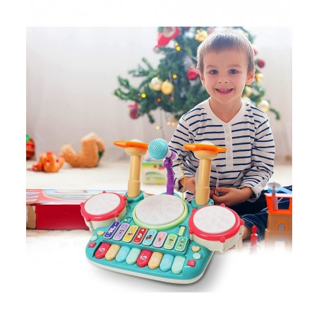 Baby Musical Toys Drum Set for Toddlers 1-3 Year Old Kids Musical Instruments Toy with Microphone Lights Piano Keyboard Early...