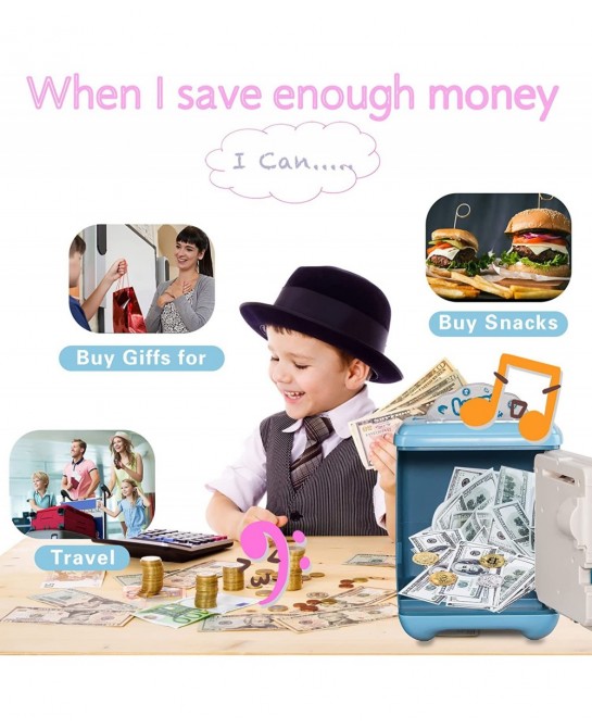 Electronic Piggy Bank Cash Coin ATM Money Password Box - Best Gifts for Girls/Boys/Kids (Blue) $34.01 Kids' Money Banks