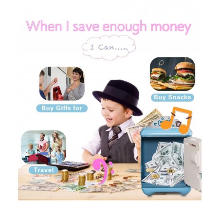 Electronic Piggy Bank Cash Coin ATM Money Password Box - Best Gifts for Girls/Boys/Kids (Blue) $34.01 Kids' Money Banks