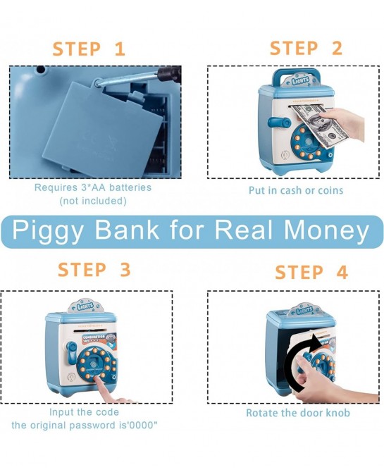 Electronic Piggy Bank Cash Coin ATM Money Password Box - Best Gifts for Girls/Boys/Kids (Blue) $34.01 Kids' Money Banks