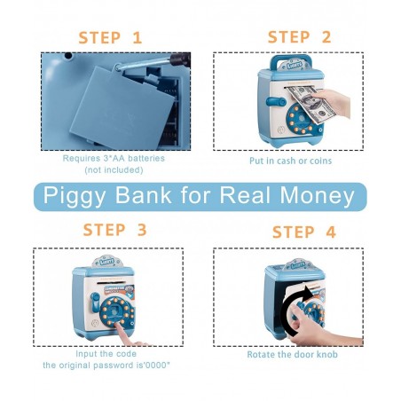 Electronic Piggy Bank Cash Coin ATM Money Password Box - Best Gifts for Girls/Boys/Kids (Blue) $34.01 Kids' Money Banks