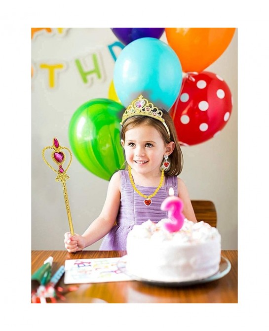 Princess Dress Up Costume Accessories Elsa Set For Princess Cosplay Gloves Tiara Wand and Fancy Long Cape(6 Pieces) (yellow) ...