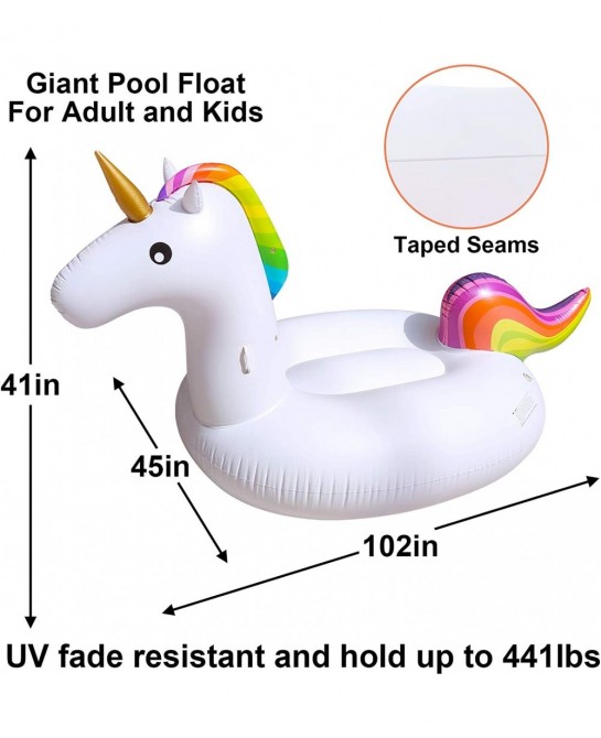 Huge Unicorn Inflatable Pool Float Pool Floatie Summer Beach Float Swimming Pool Party Toys Lounge Raft Ride-on Water Pool To...