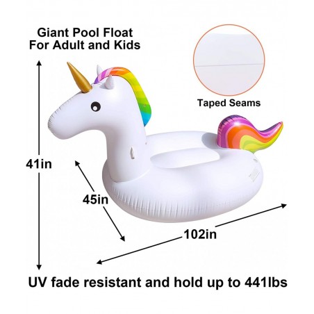 Huge Unicorn Inflatable Pool Float Pool Floatie Summer Beach Float Swimming Pool Party Toys Lounge Raft Ride-on Water Pool To...