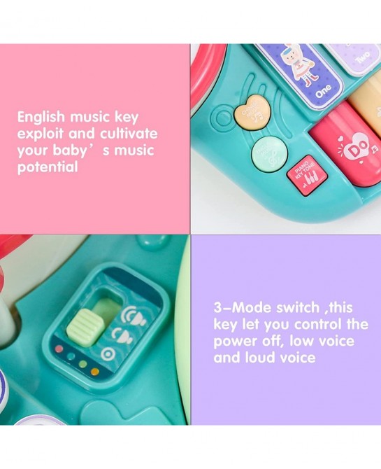 Baby Musical Toys Drum Set for Toddlers 1-3 Year Old Kids Musical Instruments Toy with Microphone Lights Piano Keyboard Early...