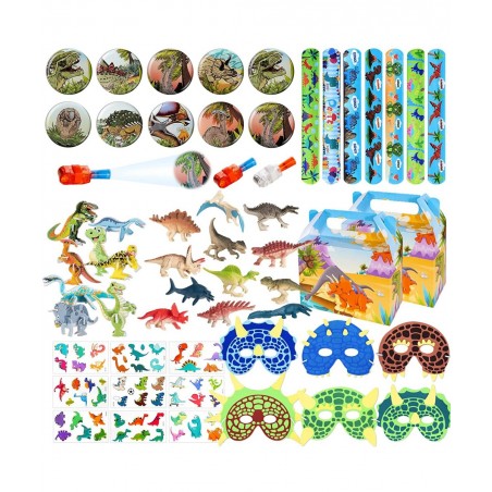 85 Dinosaur Birthday Party Favors Dino goodie Bags Stuffers for Dinosaur Birthday Party Supplies include 10 Gift Boxes 10 Puz...