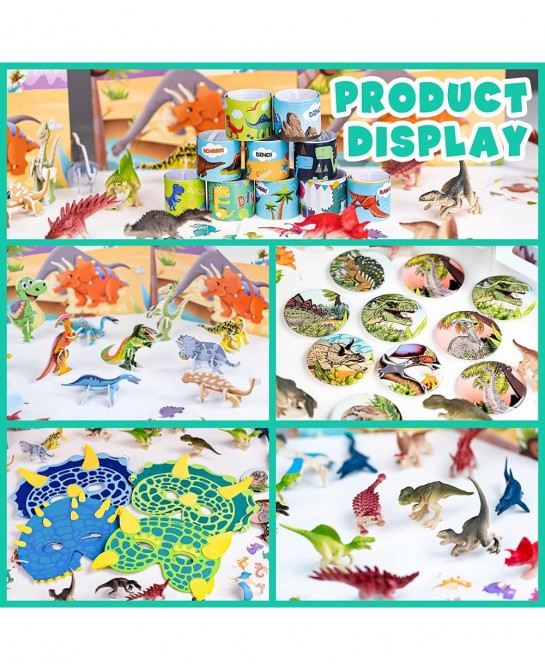 85 Dinosaur Birthday Party Favors Dino goodie Bags Stuffers for Dinosaur Birthday Party Supplies include 10 Gift Boxes 10 Puz...