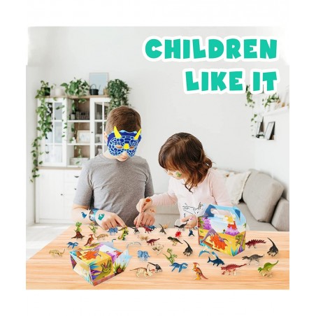 85 Dinosaur Birthday Party Favors Dino goodie Bags Stuffers for Dinosaur Birthday Party Supplies include 10 Gift Boxes 10 Puz...