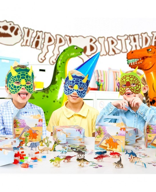 85 Dinosaur Birthday Party Favors Dino goodie Bags Stuffers for Dinosaur Birthday Party Supplies include 10 Gift Boxes 10 Puz...