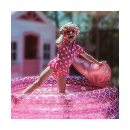 Inflatable Backyard Kiddie Pools Mermaid Garden Round Swimming Pool for Kids Kiddie Paddling Pool Indoor&Outdoor Toddler Wate...