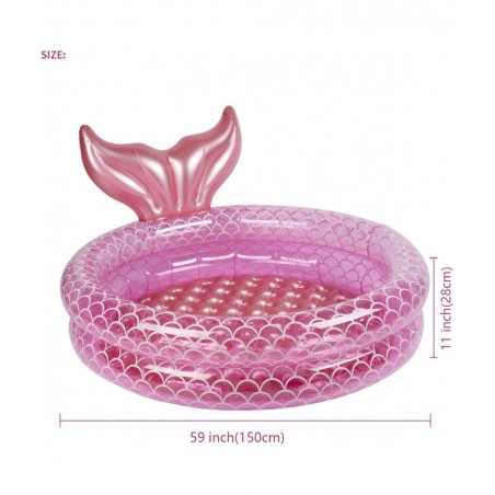 Inflatable Backyard Kiddie Pools Mermaid Garden Round Swimming Pool for Kids Kiddie Paddling Pool Indoor&Outdoor Toddler Wate...