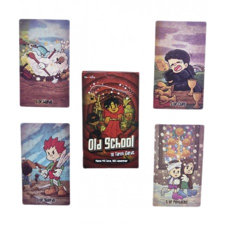 Old School Tarot Deck 80 Pcs Vintage Cartoon Tarot Cards with Guidebook for Beginners Cuphead Style Standard Tarot Size: 4.75...