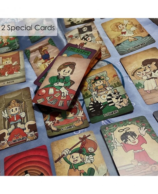 Old School Tarot Deck 80 Pcs Vintage Cartoon Tarot Cards with Guidebook for Beginners Cuphead Style Standard Tarot Size: 4.75...