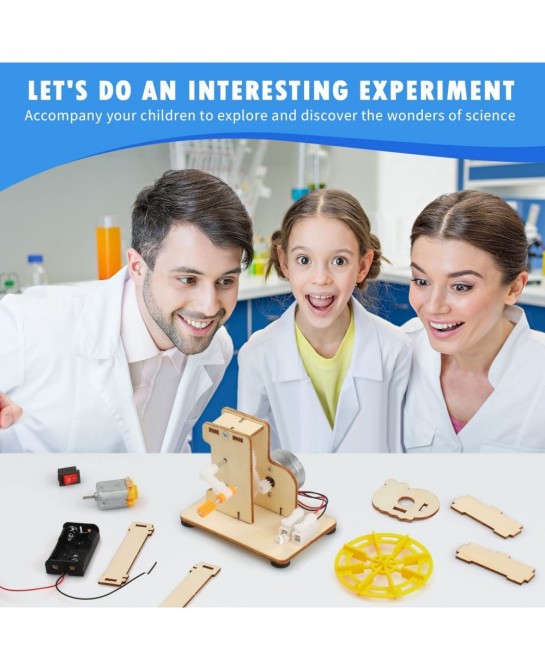 5 Set STEM Kits Building Kits for Kids Ages 8-12 Assembly Wooden 3D Puzzles Toys DIY Educational Science Experiment STEM Proj...