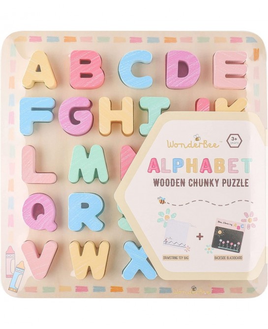 Alphabet Wooden Chunky Puzzle Upper Case $34.69 Pegged Puzzles