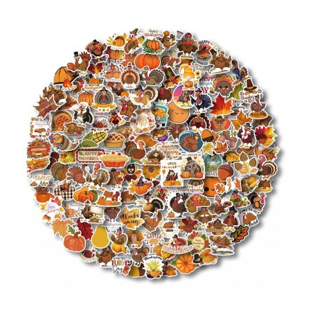 Thanksgiving Stickers 200 Pcs Cute Thanksgiving Vinyl Stickers for Water Bottles Envelopes Scrapbooking Crafts Funny Fall Hoi...