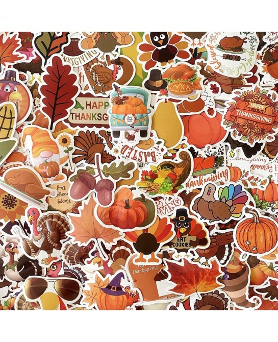 Thanksgiving Stickers 200 Pcs Cute Thanksgiving Vinyl Stickers for Water Bottles Envelopes Scrapbooking Crafts Funny Fall Hoi...