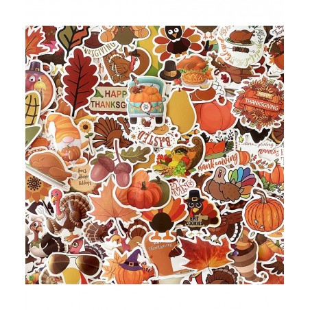 Thanksgiving Stickers 200 Pcs Cute Thanksgiving Vinyl Stickers for Water Bottles Envelopes Scrapbooking Crafts Funny Fall Hoi...