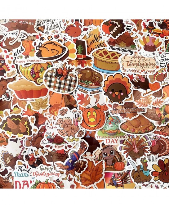 Thanksgiving Stickers 200 Pcs Cute Thanksgiving Vinyl Stickers for Water Bottles Envelopes Scrapbooking Crafts Funny Fall Hoi...