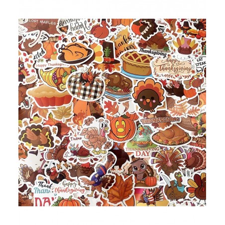 Thanksgiving Stickers 200 Pcs Cute Thanksgiving Vinyl Stickers for Water Bottles Envelopes Scrapbooking Crafts Funny Fall Hoi...