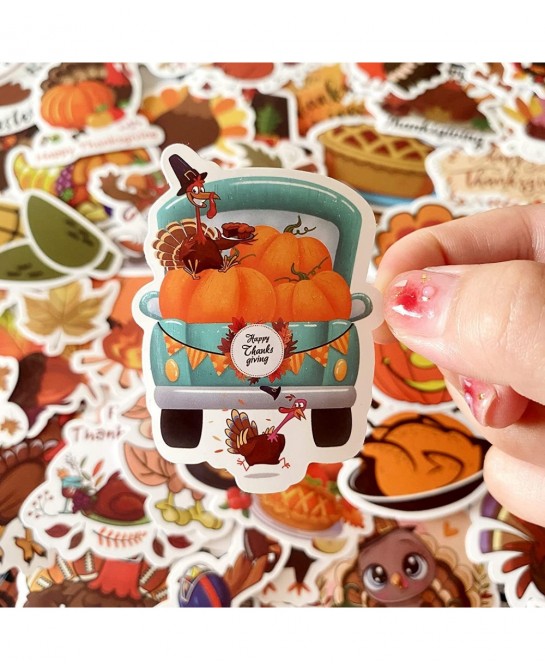 Thanksgiving Stickers 200 Pcs Cute Thanksgiving Vinyl Stickers for Water Bottles Envelopes Scrapbooking Crafts Funny Fall Hoi...