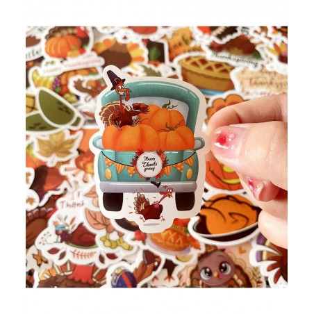 Thanksgiving Stickers 200 Pcs Cute Thanksgiving Vinyl Stickers for Water Bottles Envelopes Scrapbooking Crafts Funny Fall Hoi...