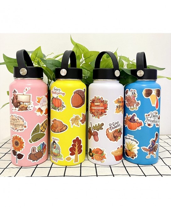 Thanksgiving Stickers 200 Pcs Cute Thanksgiving Vinyl Stickers for Water Bottles Envelopes Scrapbooking Crafts Funny Fall Hoi...