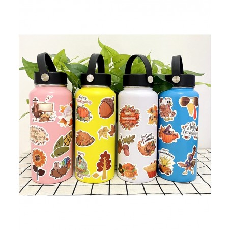 Thanksgiving Stickers 200 Pcs Cute Thanksgiving Vinyl Stickers for Water Bottles Envelopes Scrapbooking Crafts Funny Fall Hoi...