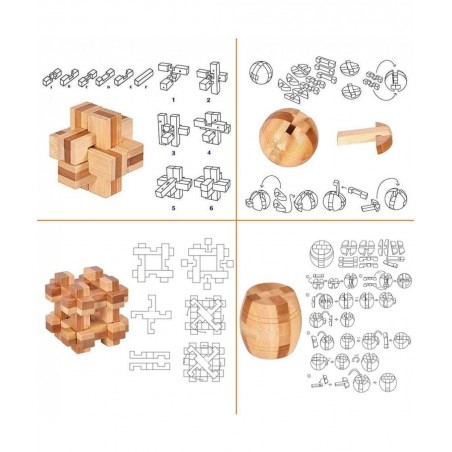 Brain Teaser Puzzle 20Pcs Unlock Interlock Game IQ Test Wooden Toy 3D Unlock Interlock Puzzle Magic Ball Brain Teaser Toy Puz...
