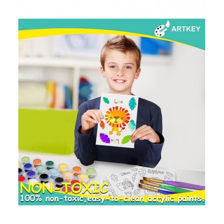 Pre Drawn Canvas for Painting for Kids 5 x 7” Printed Canvas to Paint Canvas Set Pack of 39 - 3 Stretched Canvas 24 Acrylic P...
