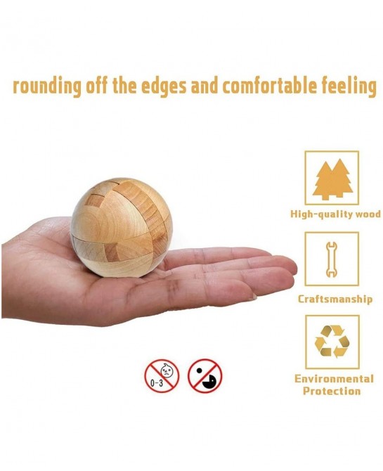 Brain Teaser Puzzle 20Pcs Unlock Interlock Game IQ Test Wooden Toy 3D Unlock Interlock Puzzle Magic Ball Brain Teaser Toy Puz...