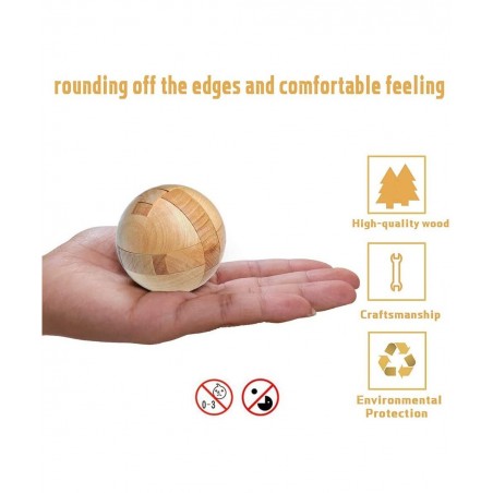 Brain Teaser Puzzle 20Pcs Unlock Interlock Game IQ Test Wooden Toy 3D Unlock Interlock Puzzle Magic Ball Brain Teaser Toy Puz...