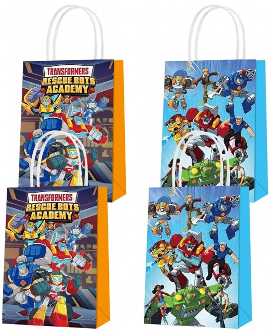 16Pcs The Trans_formers Rescue Bots Party Favor Bags Trans_formers Rescue Bots Birthday Paper Gift Bags with Handles for The ...