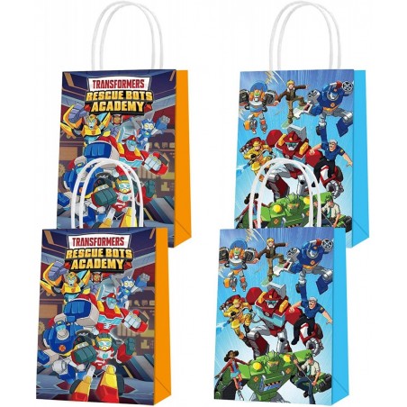 16Pcs The Trans_formers Rescue Bots Party Favor Bags Trans_formers Rescue Bots Birthday Paper Gift Bags with Handles for The ...