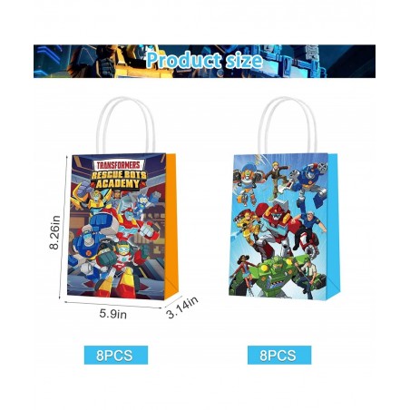 16Pcs The Trans_formers Rescue Bots Party Favor Bags Trans_formers Rescue Bots Birthday Paper Gift Bags with Handles for The ...