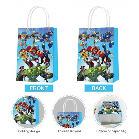 16Pcs The Trans_formers Rescue Bots Party Favor Bags Trans_formers Rescue Bots Birthday Paper Gift Bags with Handles for The ...