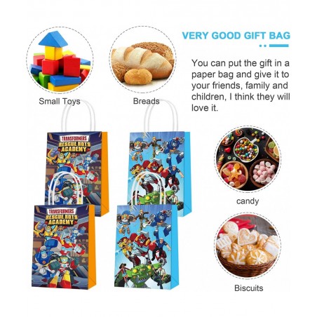 16Pcs The Trans_formers Rescue Bots Party Favor Bags Trans_formers Rescue Bots Birthday Paper Gift Bags with Handles for The ...