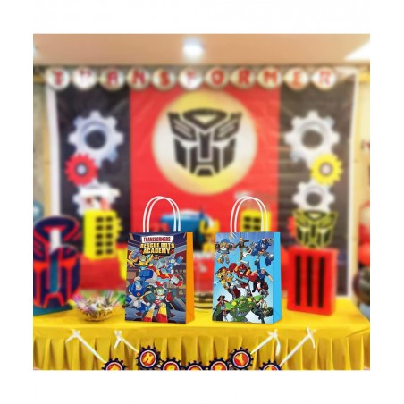 16Pcs The Trans_formers Rescue Bots Party Favor Bags Trans_formers Rescue Bots Birthday Paper Gift Bags with Handles for The ...