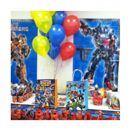 16Pcs The Trans_formers Rescue Bots Party Favor Bags Trans_formers Rescue Bots Birthday Paper Gift Bags with Handles for The ...