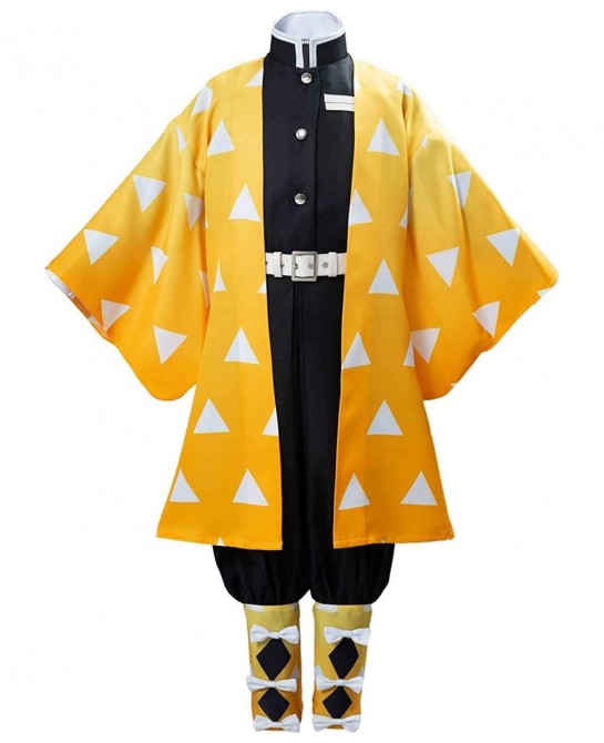 Kids Agatsuma Zenitsu Cape Cloak Outfits Cosplay Costume Halloween Kimono Robe Coat Anime Suits Uniform $65.12 Kids' Costumes