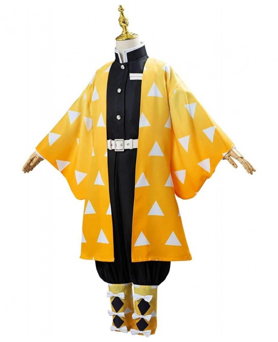 Kids Agatsuma Zenitsu Cape Cloak Outfits Cosplay Costume Halloween Kimono Robe Coat Anime Suits Uniform $65.12 Kids' Costumes