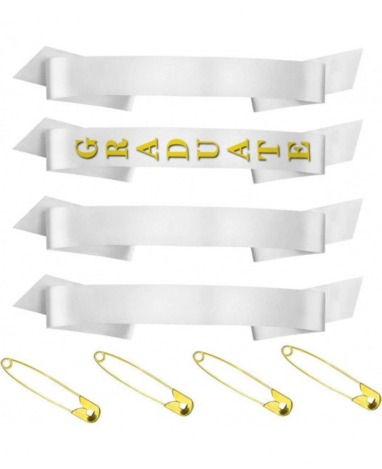 4 Pack Premium White Blank Satin Sash Plain Sash Pageant sash DIY Sash for Party Decorations Wedding Halloween etc ( 4 Pins I...