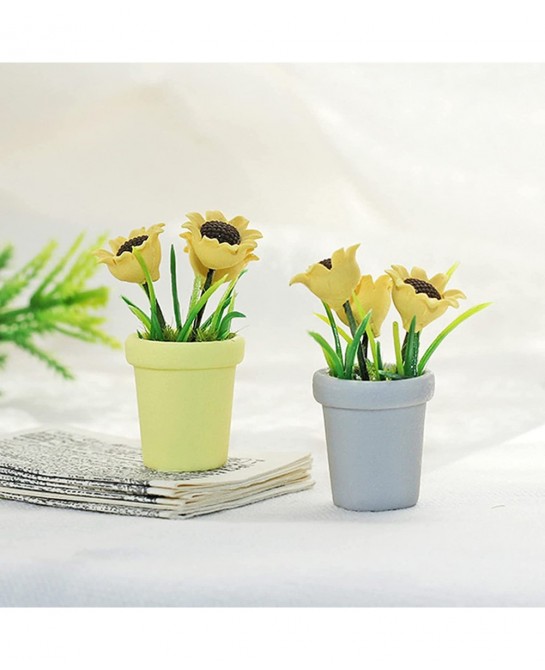 Miniature Sunflower 1/12 Scale Miniature Dollhouse Accessories Decor Resin Doll House Mini Sunflower Imagination Cultivation ...