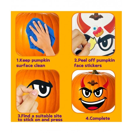 Pumpkin Face Stickers Pumpkin Decorating Stickers 32 Sheets Face Stickers for Pumpkin Decorating Jack O Lantern Stickers for ...