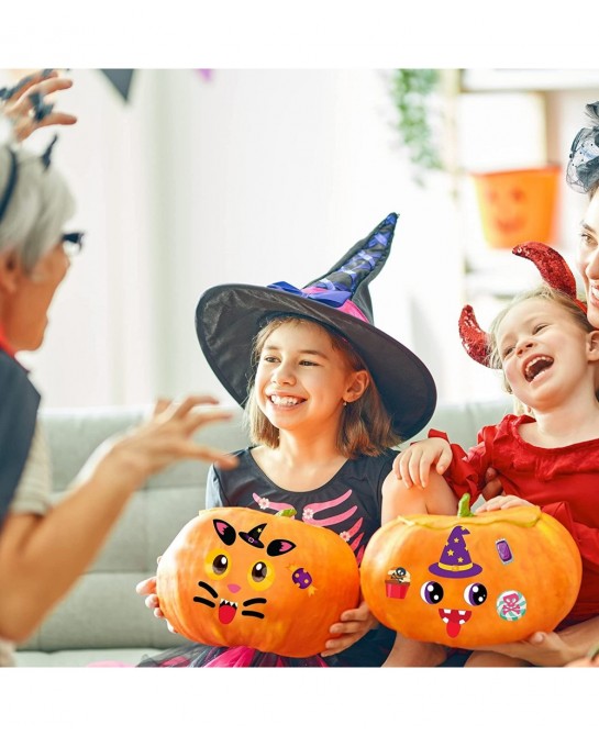 Pumpkin Face Stickers Pumpkin Decorating Stickers 32 Sheets Face Stickers for Pumpkin Decorating Jack O Lantern Stickers for ...