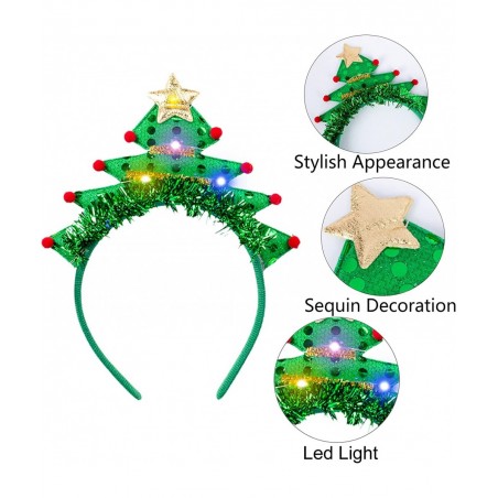 Pack of 6 Light up Christmas Headbands Bow Christmas Tree Elf Hat Reindeer Antlers Headband LED Christmas Hair Accessories fo...