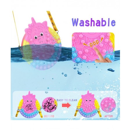 Pop Bag Purse for Girl Bag Gift Bags Hangdbag Wallet for Kid Year Old Teenage Girls Gifts Pink Princess $17.66 Plush Purses